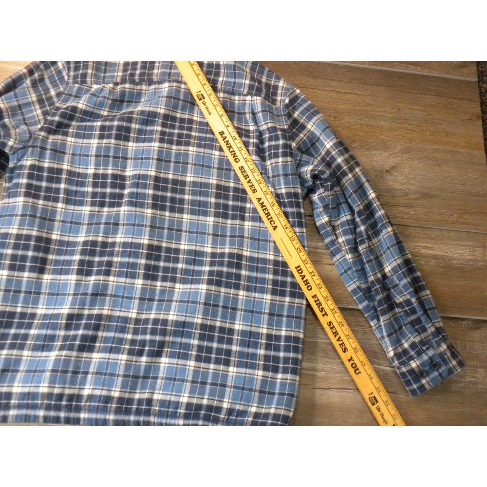 LL Bean Shirt Jacket Shacket Mens M Blue Plaid Flannel Fleece Lined Traditional - Picture 8 of 8